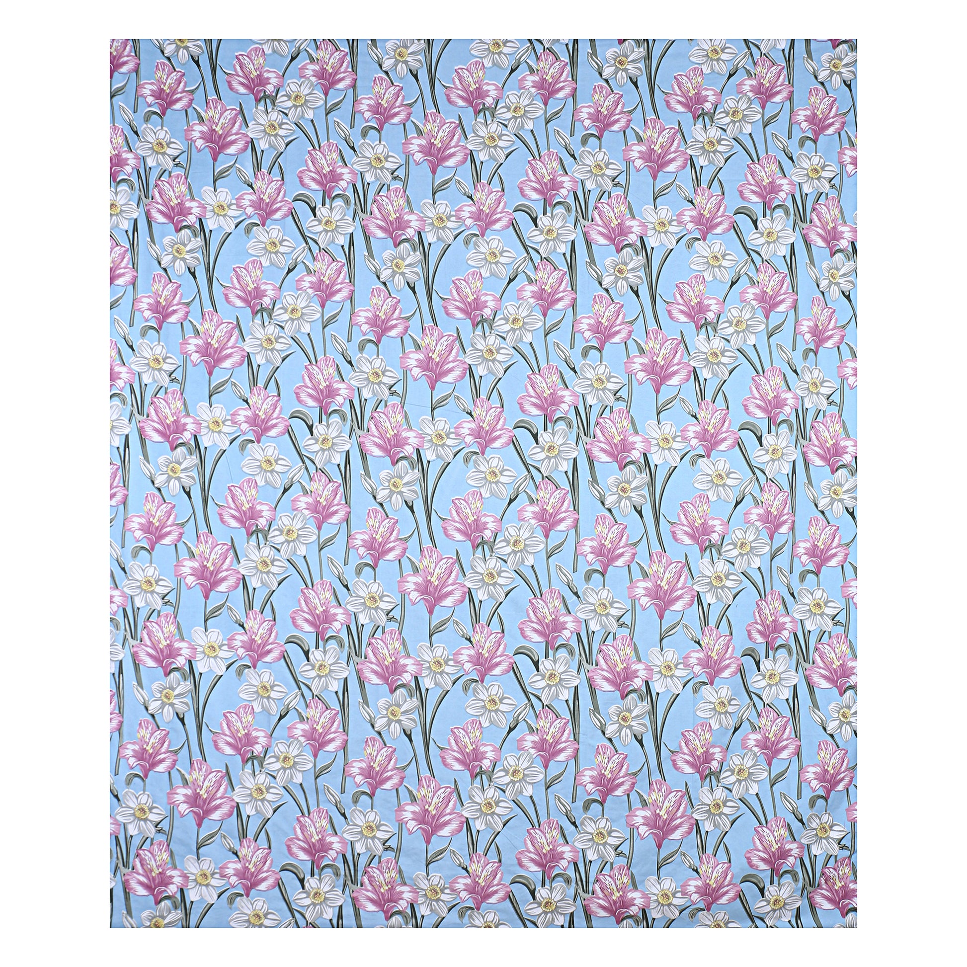 Siroki Bond  Sea Blue Floral Printed Premium Bed Sheet