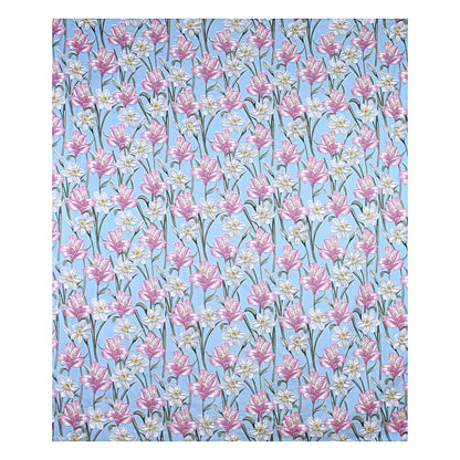 Siroki Bond  Sea Blue Floral Printed Premium Bed Sheet