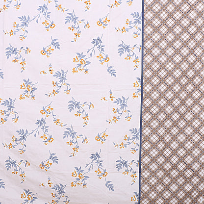 Siroki Bond  Navy Blue Floral Printed Premium Bed Sheet
