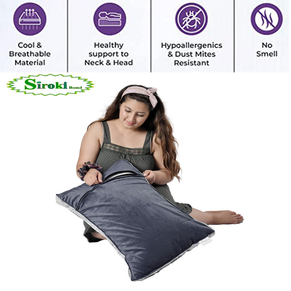 Siroki bond Soft Grey Sleeping Velvet Pillow with Cover