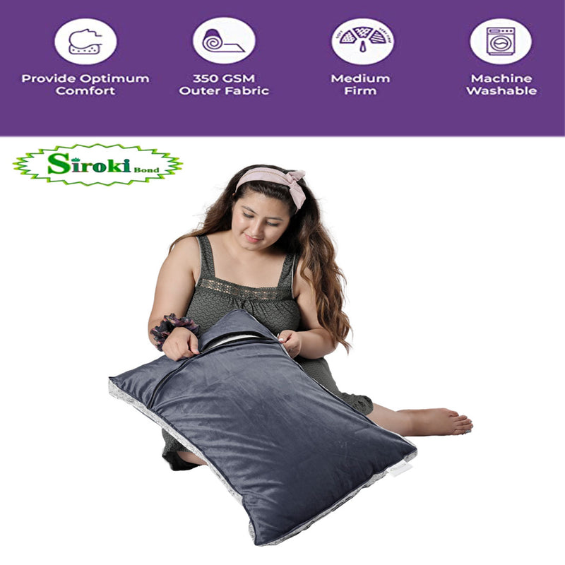 Siroki bond Soft Grey Sleeping Velvet Pillow with Cover