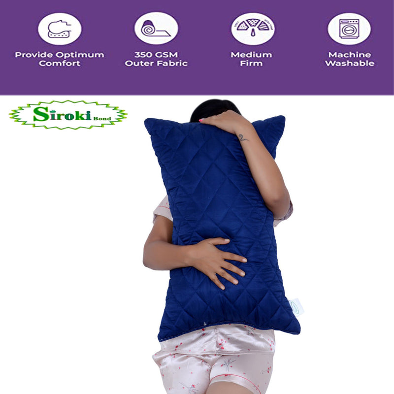 Siroki Bond Quilted Navy Blue Microfiber Sleeping Pillow