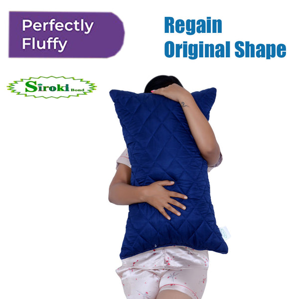 Siroki Bond Quilted Navy Blue Microfiber Sleeping Pillow