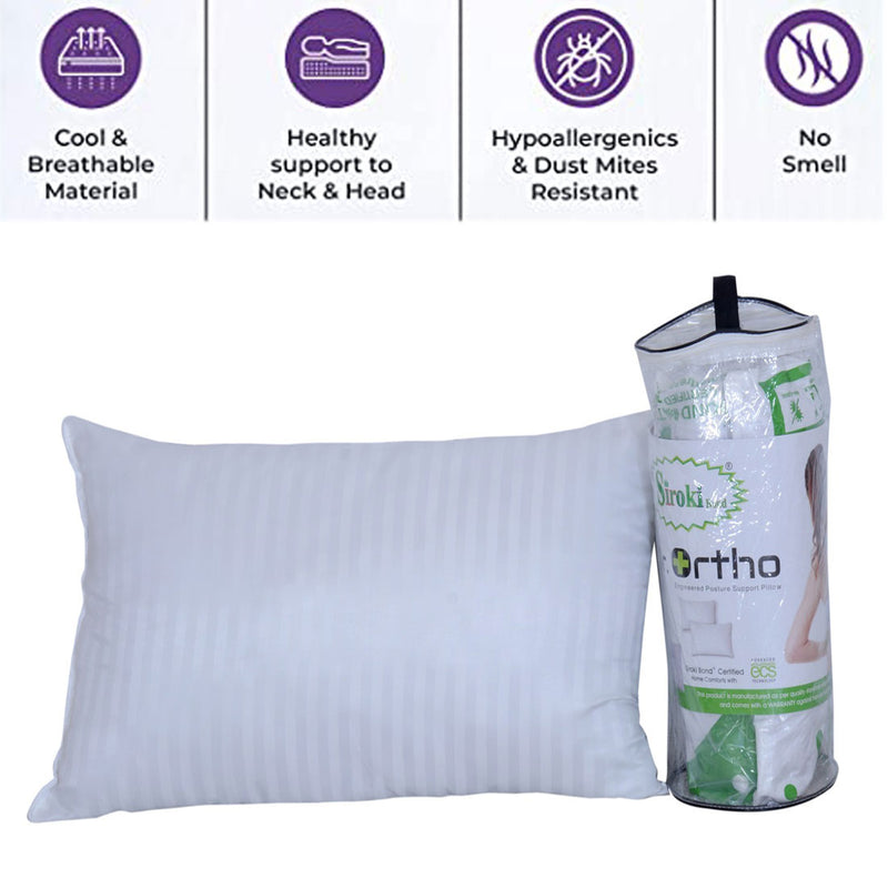 Siroki Bond orthopaedic Microfiber with Roll Vacuum Packing Sleeping Pillow