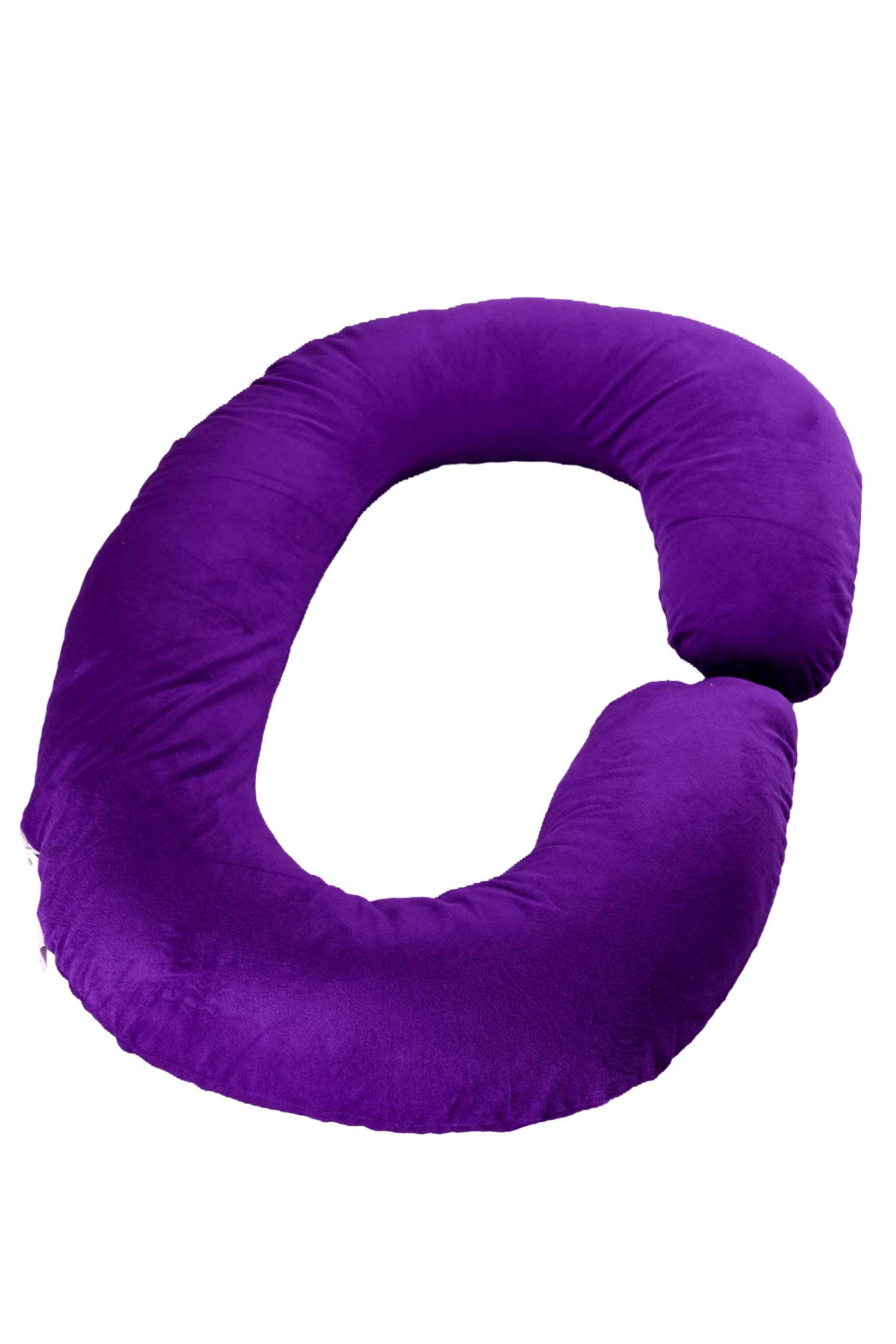 Siroki Bond Baby Pink Velvet C-Shape Pregnancy Pillow with Cover