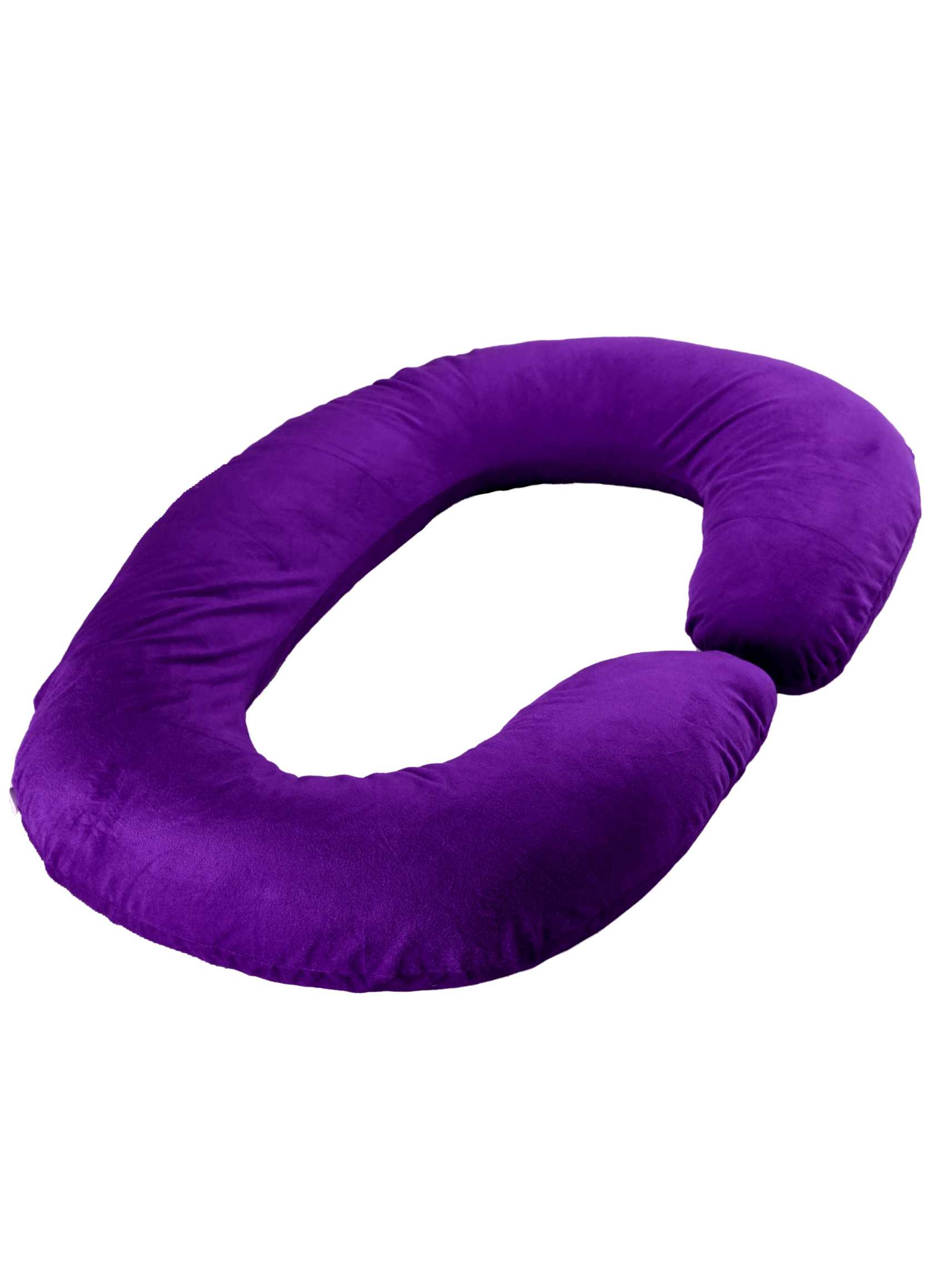 Siroki Bond Baby Pink Velvet C-Shape Pregnancy Pillow with Cover