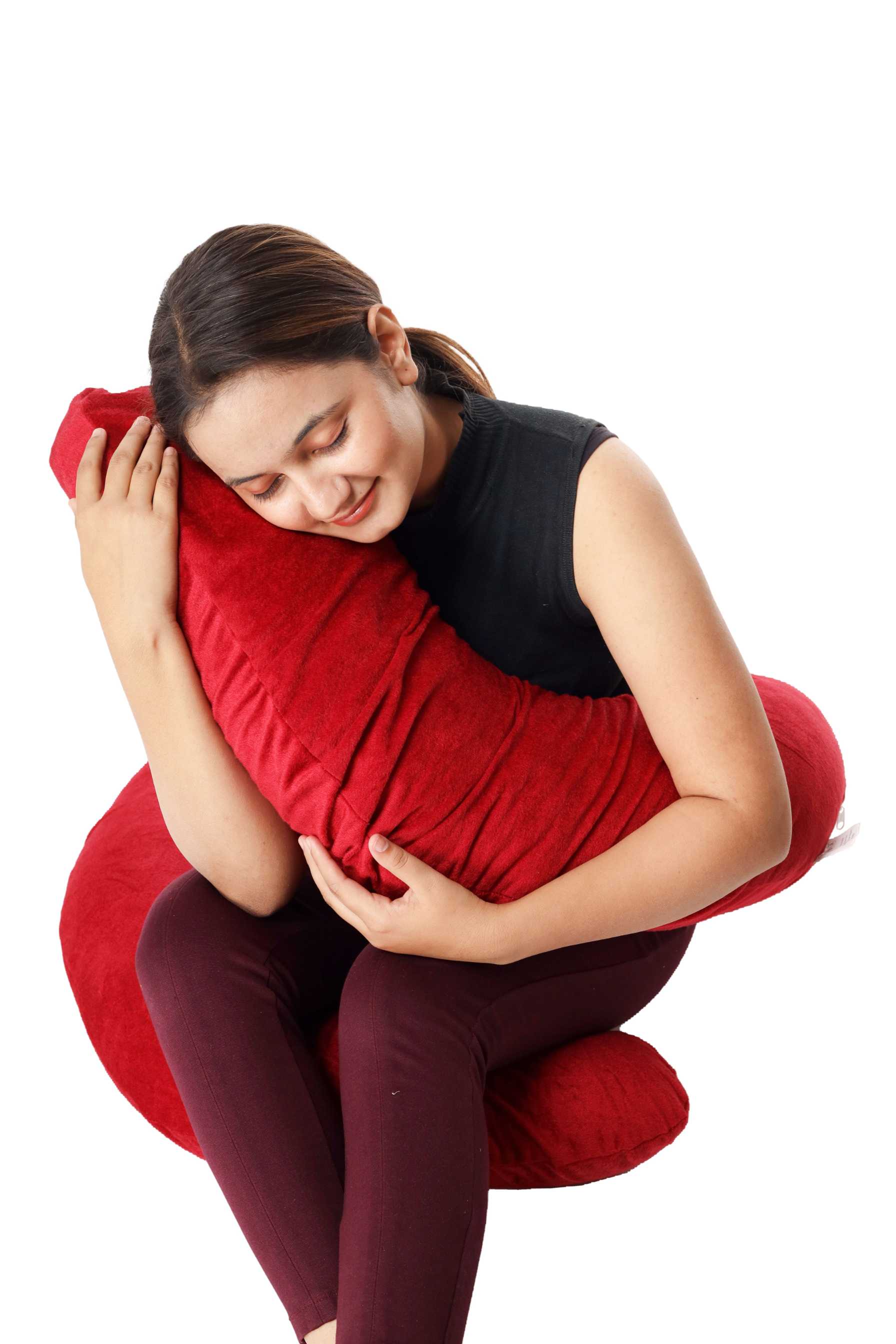 Siroki Bond Red Velvet C-Shape Pregnancy Pillow with Cover