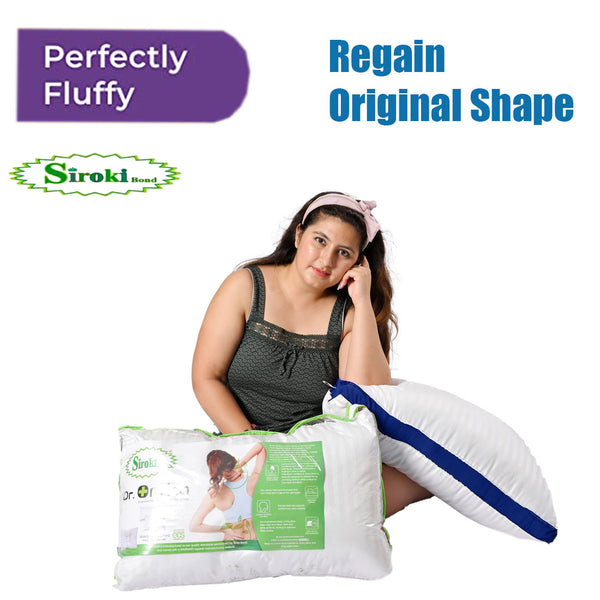 Siroki bond White Striped Blue Border Sleeping Pillow