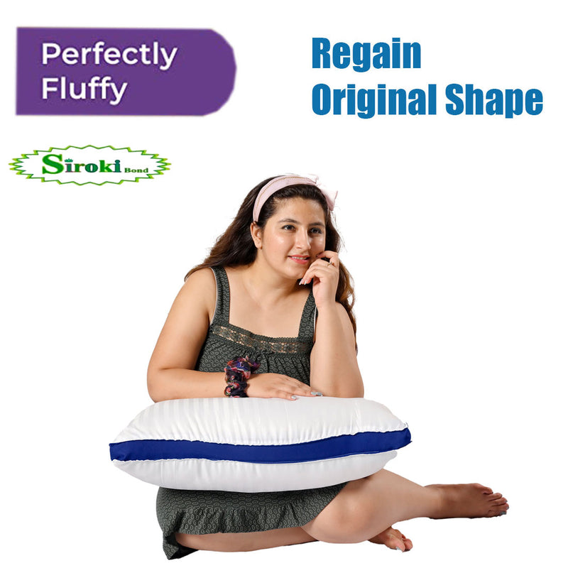 Siroki Bond Fiber Blue Side Border Sleeping Pillow