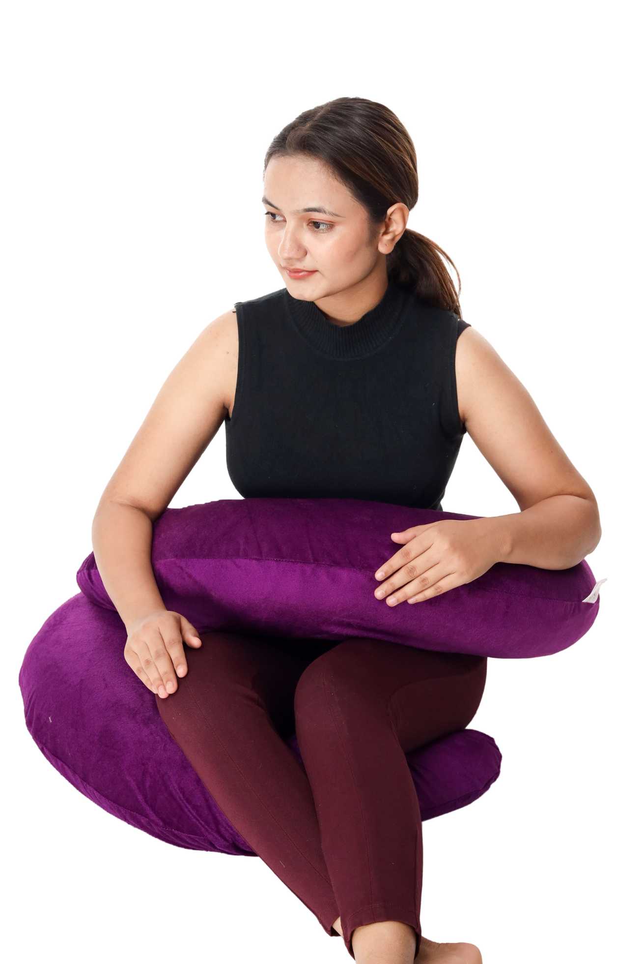 Siroki Bond Red Velvet C-Shape Pregnancy Pillow with Cover