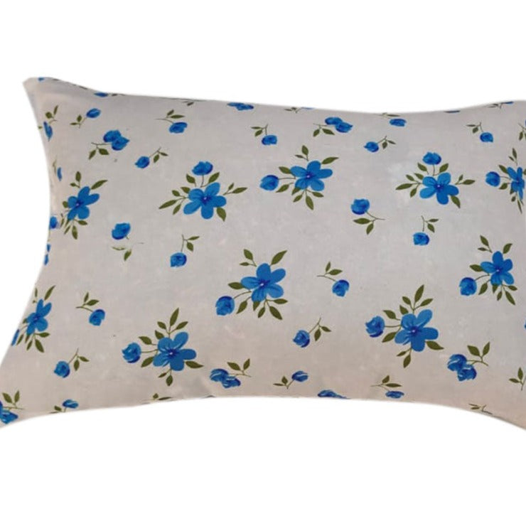 Siroki Bond Satin Blue Floral Printed Sleeping Pillow