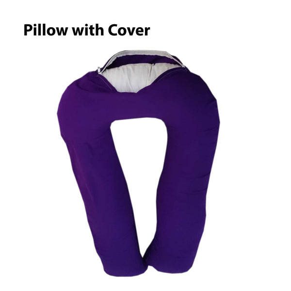 SIROKI BOND Polyester Fiber Purple U- Shape Pregnancy Pillow with Cover