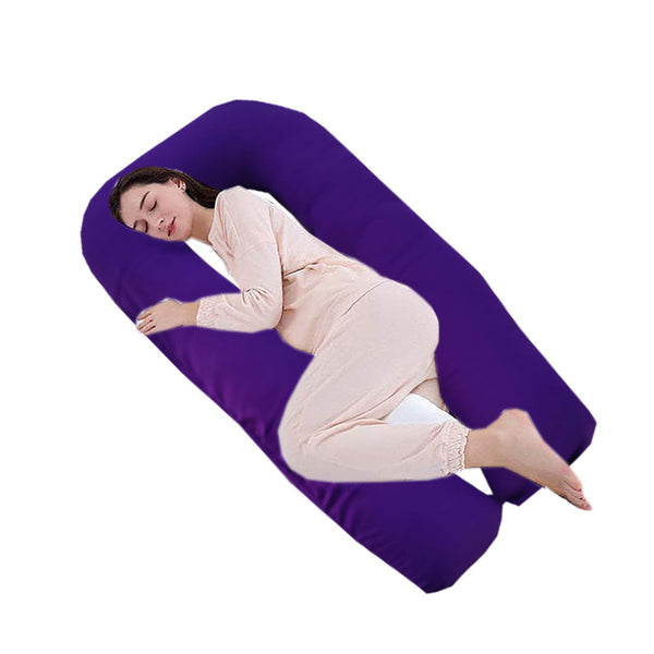 SIROKI BOND Polyester Fiber Purple U- Shape Pregnancy Pillow with Cover