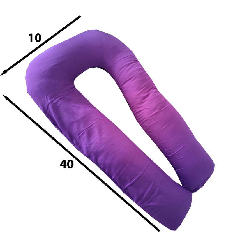 SIROKI BOND Polyester Fiber Purple U- Shape Pregnancy Pillow with Cover