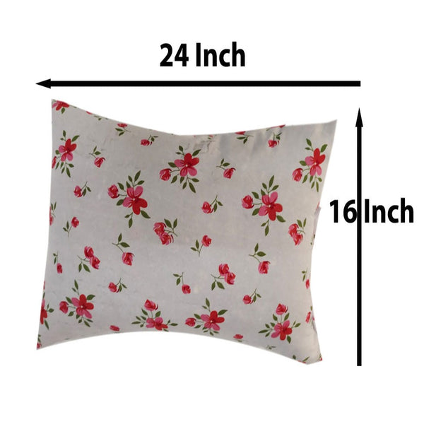 Siroki Bond Satin Red Floral Printed Sleeping Pillow