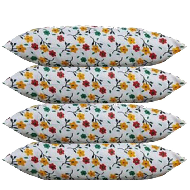 Siroki Bond  Satin White Floral Printed Sleeping Pillow